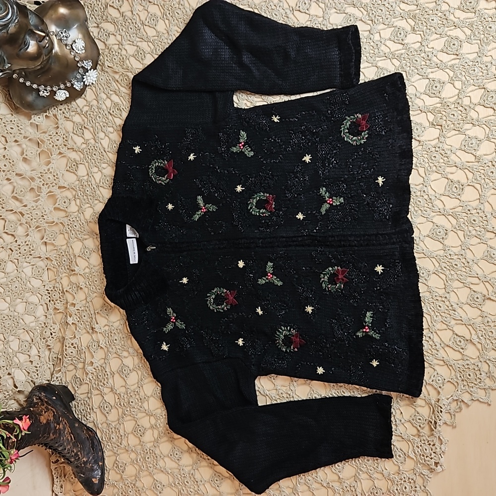 Croft & Barrow Zip Front Ramie/Cotton Blend Christmas Sweater